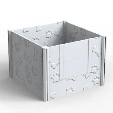 PVC dog whelping box assembly with anti-crush rail detail PVC dog whelping box assembly with anti-crush rail detail